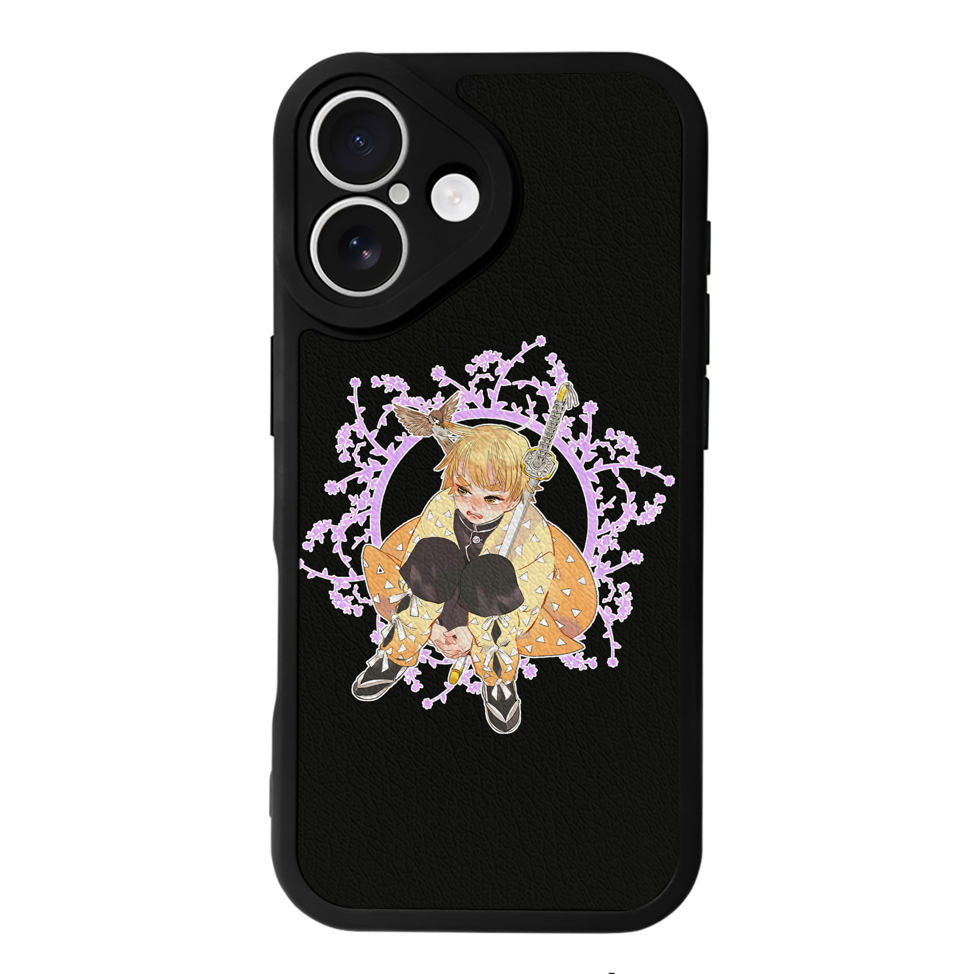 （画像用） 鬼滅の刃（きめつのやいば）我妻 善逸／あがつま ぜんいつ Agatsuma Zenitsu 【iPhone 16シリーズ対応】シリコンスマホケース（レザー調） 材質：シリコン